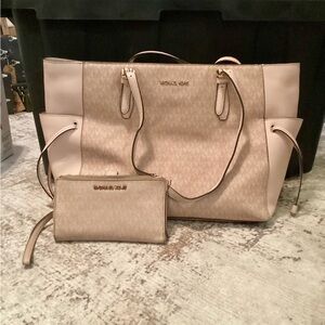 Michael Kors Beige and Pink Tote with Wallet